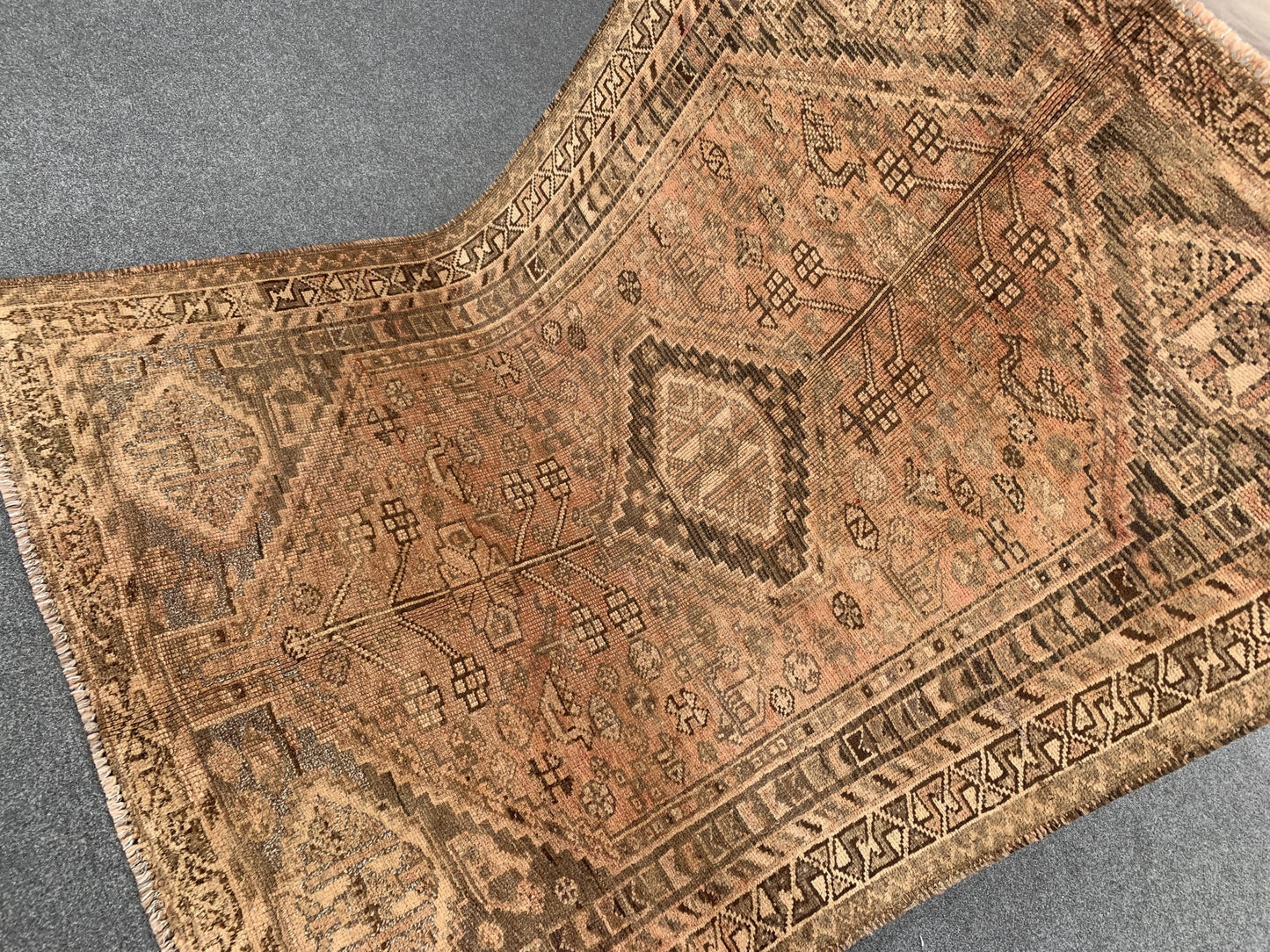 Antique Afghan Rug, 4x5 Ft Caucasian design Rug, Hand knotted Vintage Rug, Oriental Wool Rug, Tribal Area Rug, Rugs for Bedroom Hallway Rug.