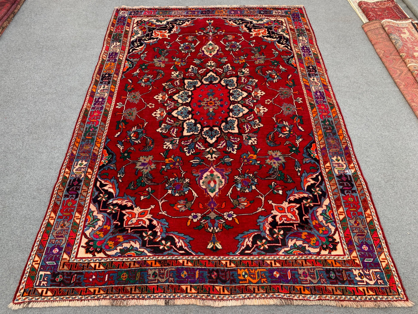 Amazing Vintage Rug 6x9 Ft Afghan Hand knotted Wool Rug, Geometric Area Rug, Oriental Tribal Rug, Best for Dining Table Rug Living Room Rug.