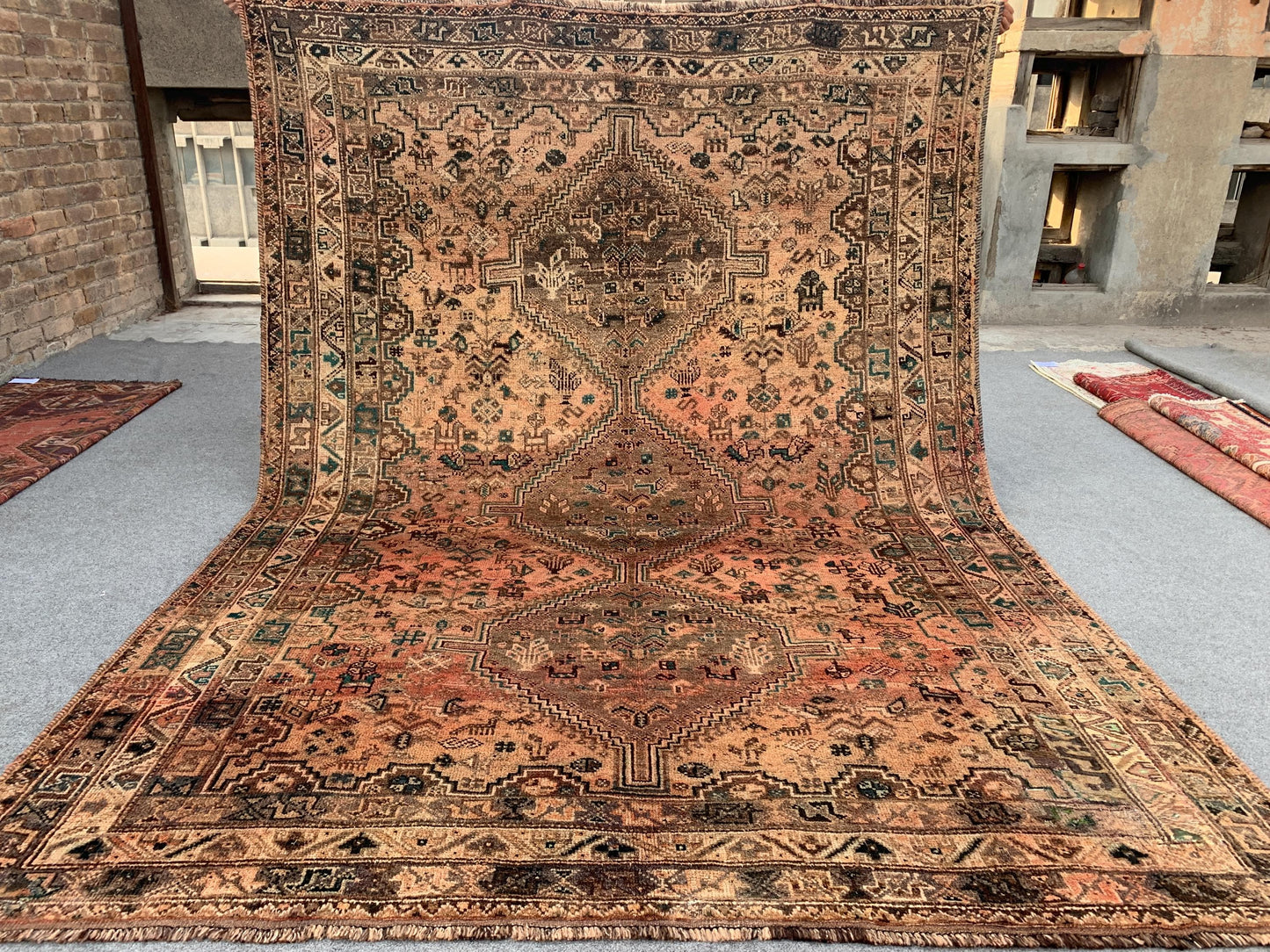 6x9 Ft Vintage Afghan Rug, Hand knotted Wool Rug, Caucasian design Rug, Antique Oriental Rug, Tribal Rug, Dining Table Rug, Living Room Rug.