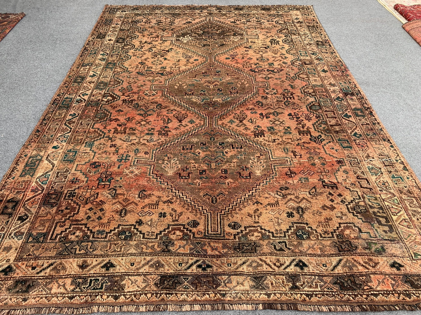 6x9 Ft Vintage Afghan Rug, Hand knotted Wool Rug, Caucasian design Rug, Antique Oriental Rug, Tribal Rug, Dining Table Rug, Living Room Rug.