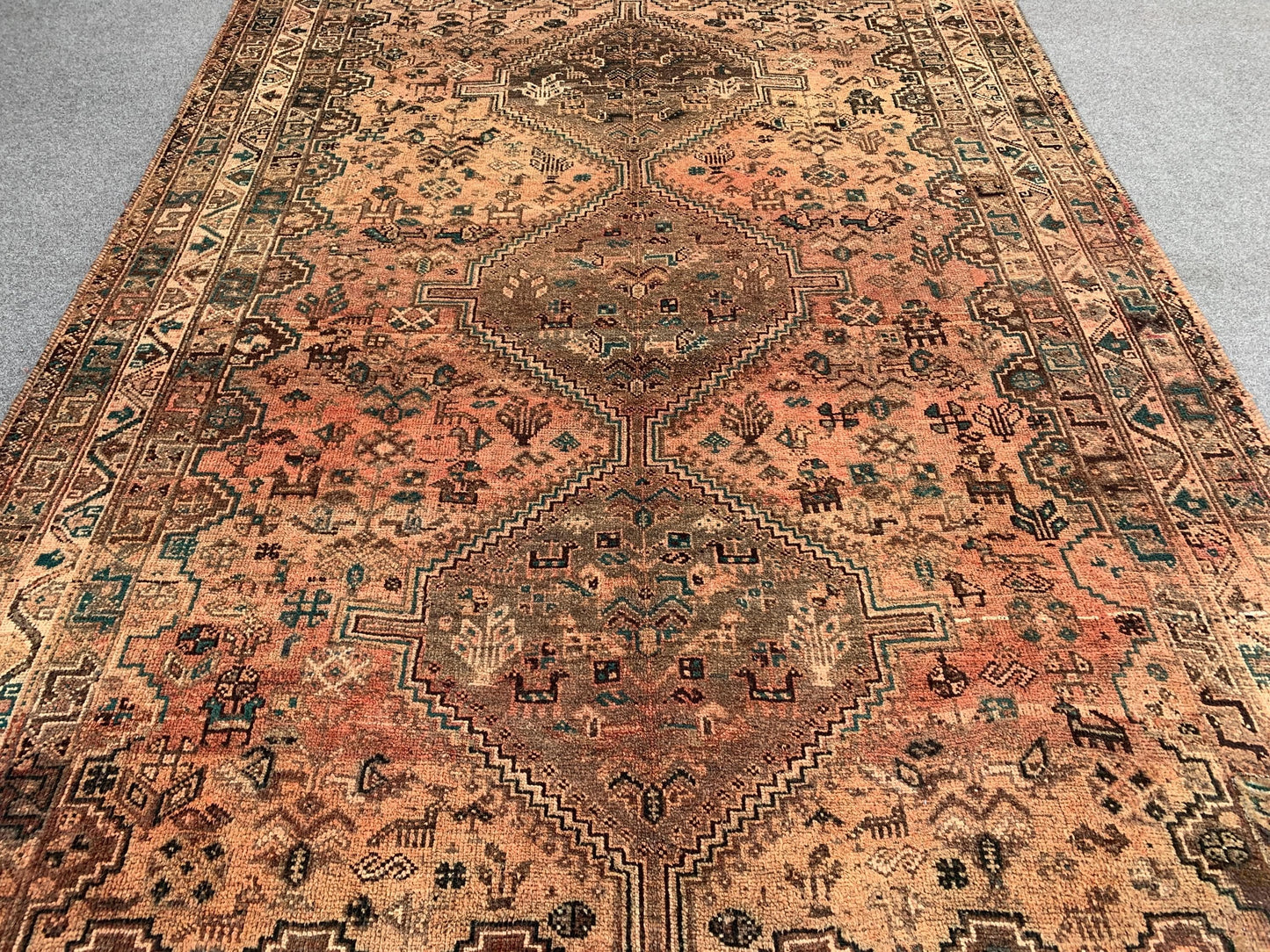 6x9 Ft Vintage Afghan Rug, Hand knotted Wool Rug, Caucasian design Rug, Antique Oriental Rug, Tribal Rug, Dining Table Rug, Living Room Rug.