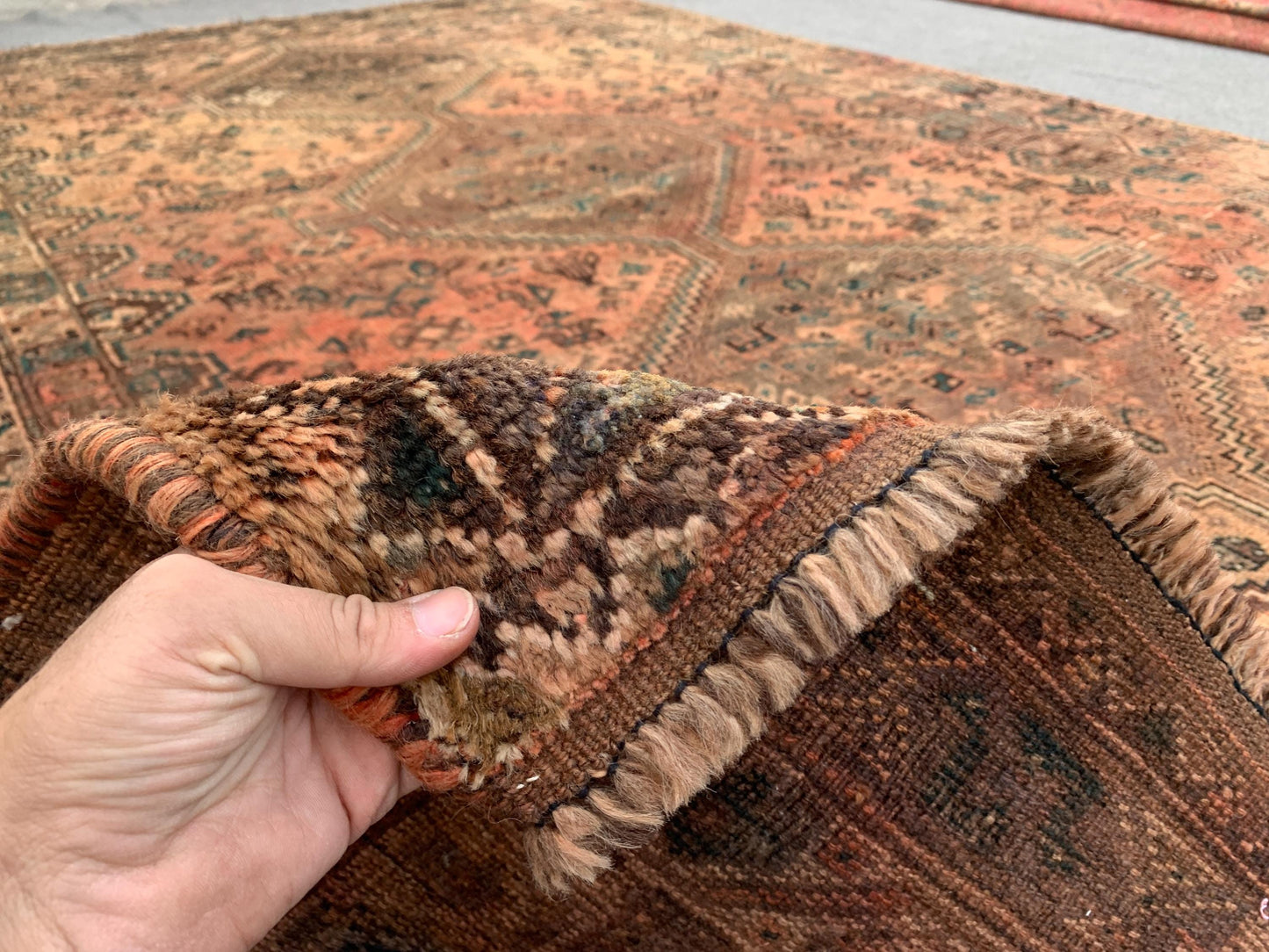 6x9 Ft Vintage Afghan Rug, Hand knotted Wool Rug, Caucasian design Rug, Antique Oriental Rug, Tribal Rug, Dining Table Rug, Living Room Rug.