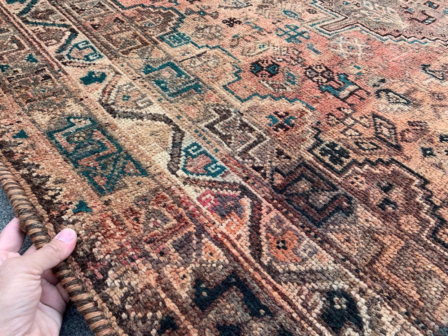 6x9 Ft Vintage Afghan Rug, Hand knotted Wool Rug, Caucasian design Rug, Antique Oriental Rug, Tribal Rug, Dining Table Rug, Living Room Rug.