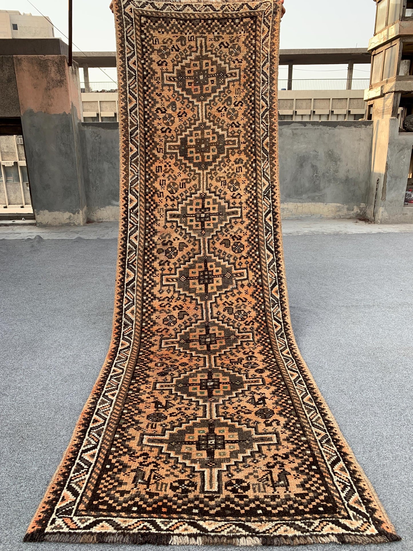 3x8 Ft Runner Antique Rug, Caucasian Runner Rug, Afghan Hand knotted Wool Rug, Vintage Oriental Rug, Turkmen Tribal Rug, Hallway Runner Rug.