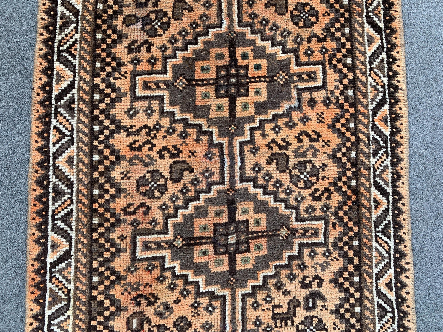 3x8 Ft Runner Antique Rug, Caucasian Runner Rug, Afghan Hand knotted Wool Rug, Vintage Oriental Rug, Turkmen Tribal Rug, Hallway Runner Rug.