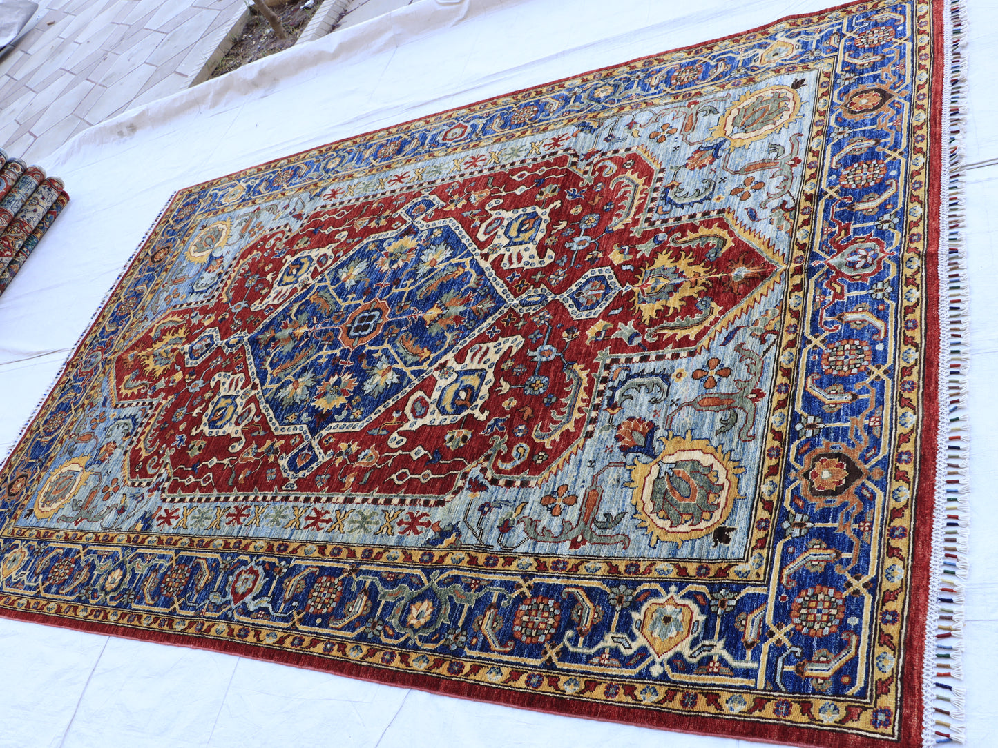 6x10 ft Blue Haris Area Rug