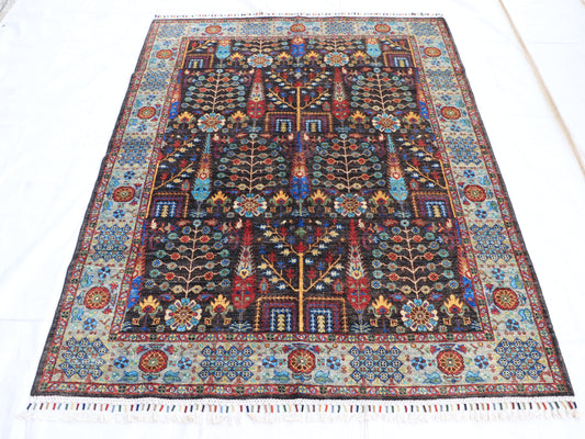 5x7 ft Black Pictorial Area Rug