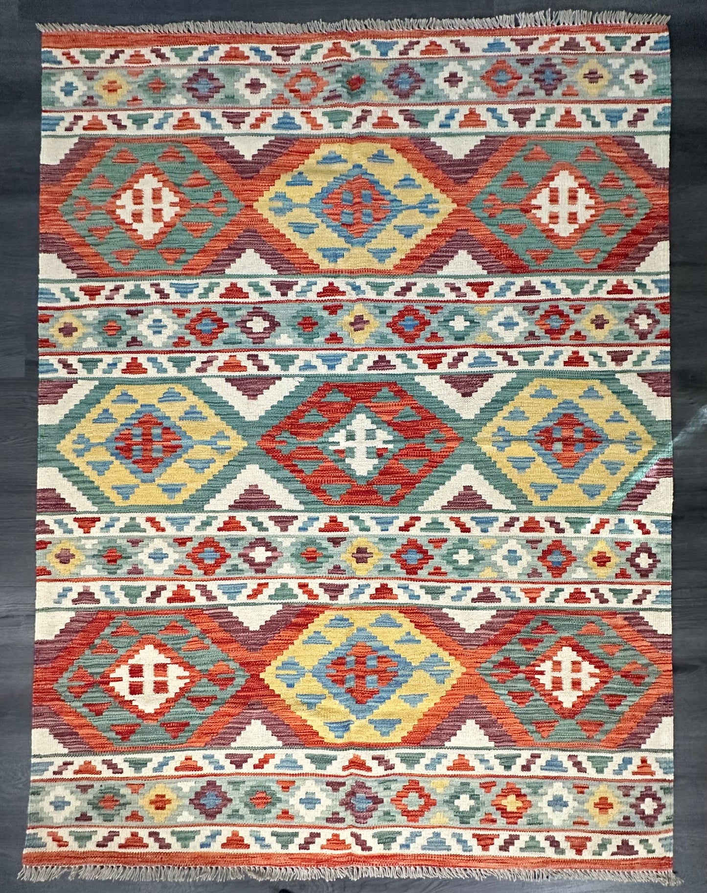 5x7 ft Multicolored Kilim Area Rug