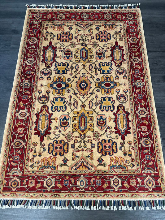 4x6 ft Beige Kazak Area Rug