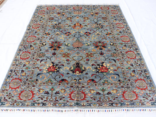 6X8 Self-Colored Afghan Sultani Hand Knotted Rug