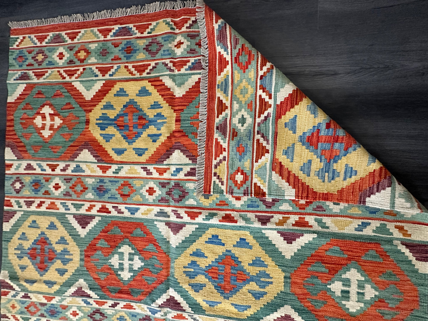 5x8 ft Multicolored Kilim Area Rug