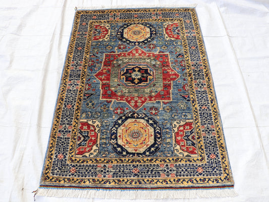 3x5 ft Blue Mamluk Area Rug