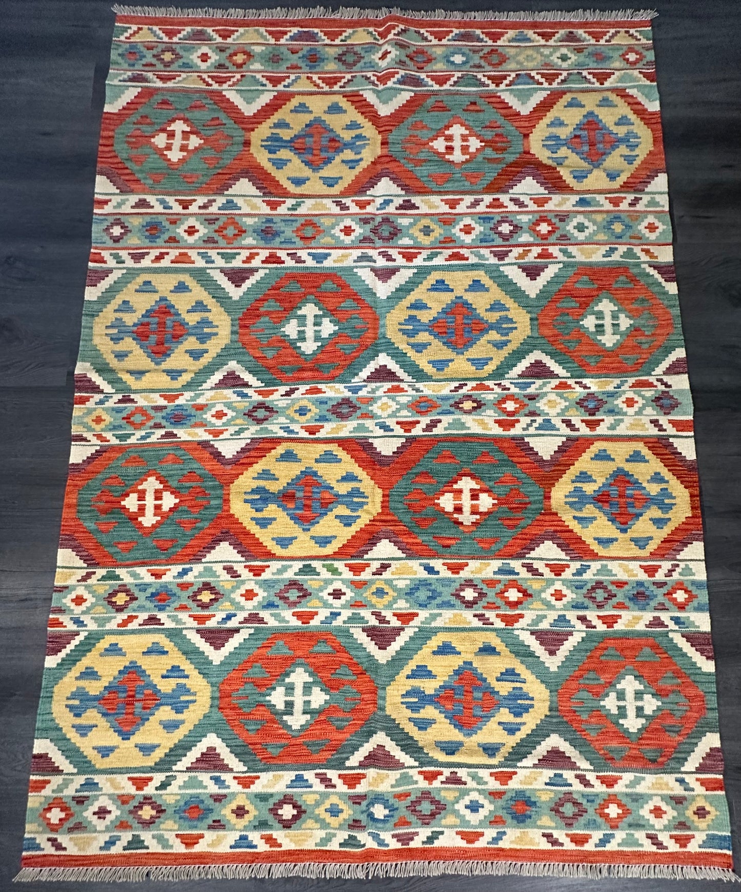 5x8 ft Multicolored Kilim Area Rug