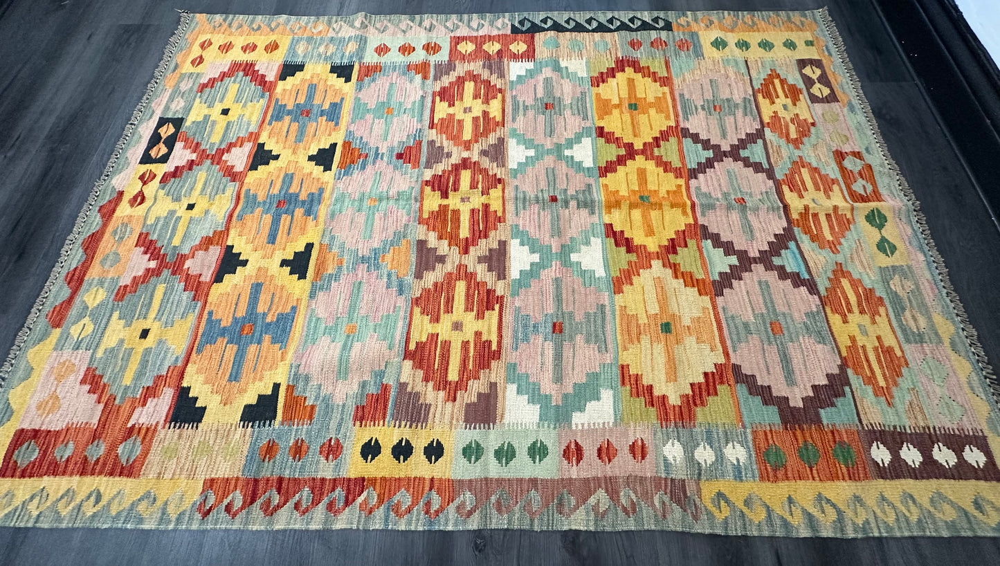 6x8 ft Multicolored Kilim Area Rug