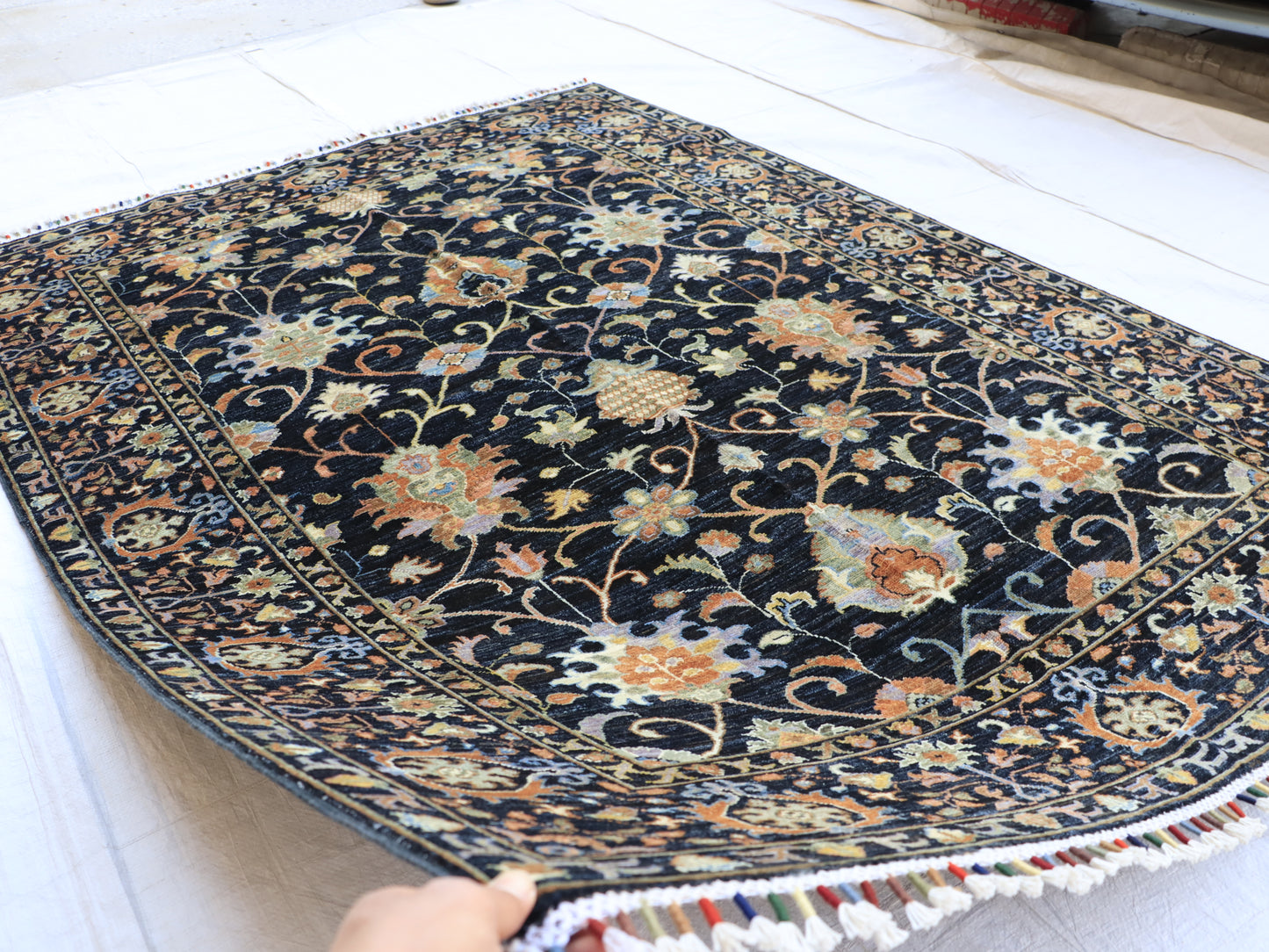 5x8 ft Black Sultani Area Rug