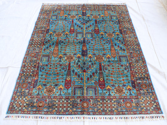 5x7 ft Blue Pictorial Area Rug