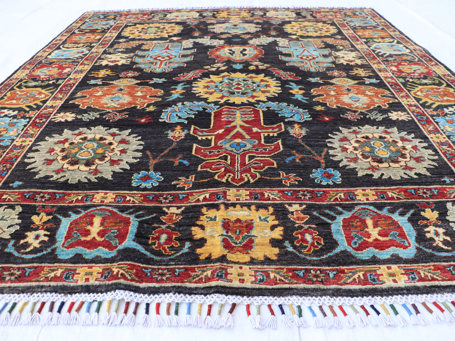 6x7 ft Black Sarapi Naqsha Area Rug