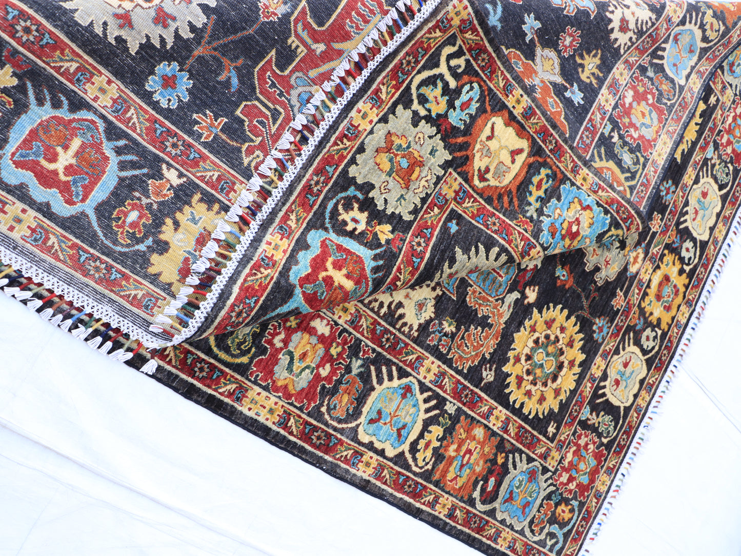 6x7 ft Black Sarapi Naqsha Area Rug