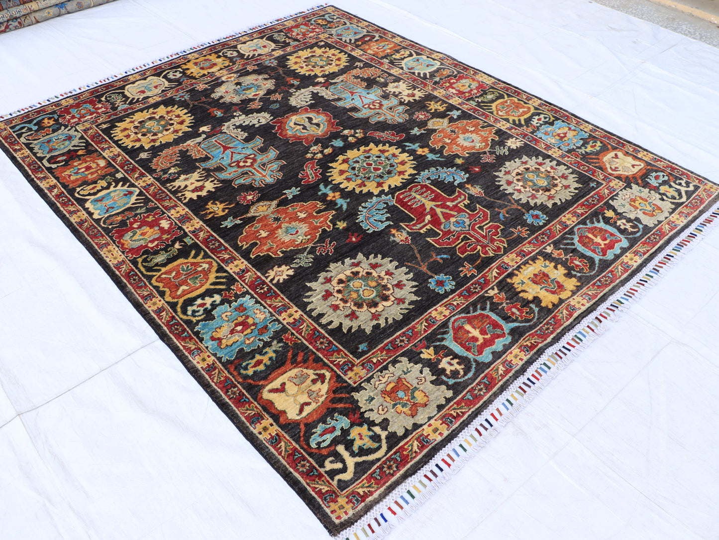 6x7 ft Black Sarapi Naqsha Area Rug