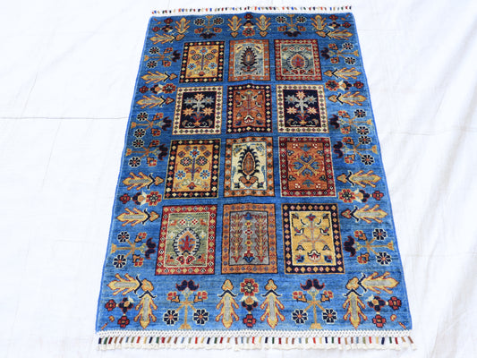 3x4 ft Blue Mirror Design Area Rug