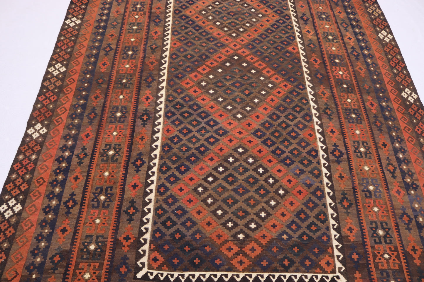 8x12 ft Antique Kilim Rug Afghan Flatweave Handmade Wool Rug/