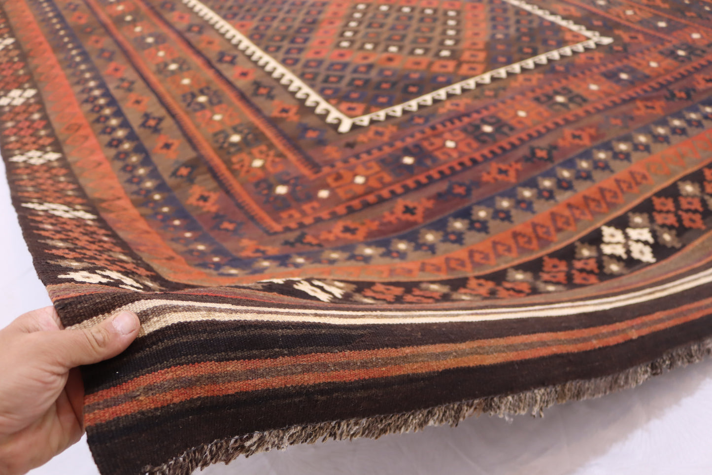 8x12 ft Antique Kilim Rug Afghan Flatweave Handmade Wool Rug/