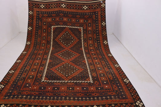 8x12 ft Antique Kilim Rug Afghan Flatweave Handmade Wool Rug/