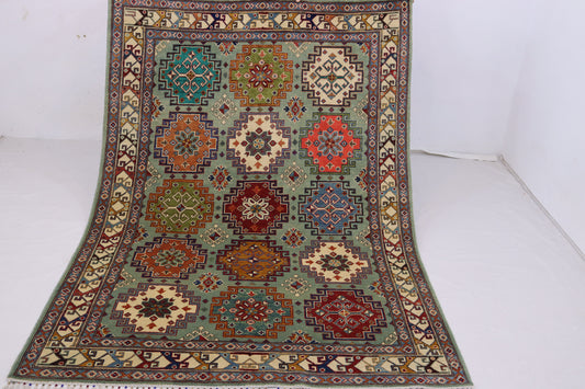 5'8x8 ft Kazak Rug – Hand-Knotted Wool Area Rug,