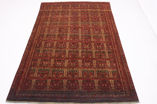 6x9 ft  Vintage Afghan Ala Bakhmal Bukhara Rug Soft Pile 1960s Antique Rug- Handmade Wool rug
