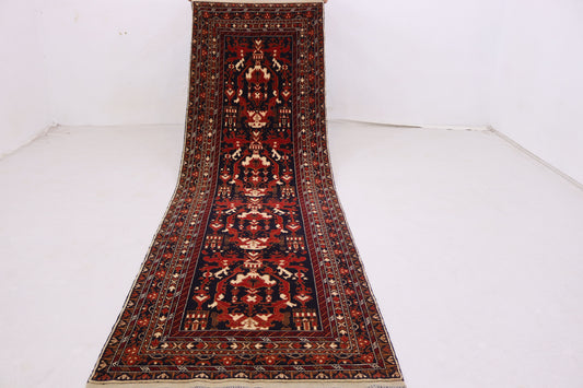 2 x 10 Ft Ala Bakhmal Runner Rug, Afghan Hand Knotted Veg Dye Wool Tribal Runner Rug