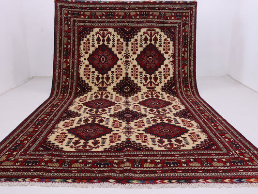 7x10 ft Handmade Afghan geomatric zirkhaki Rug –