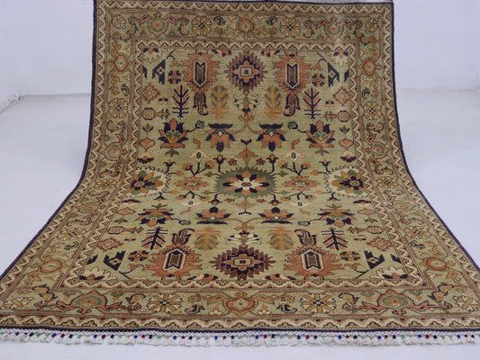 4×6 ft Stunning Light green  Hand knotted Kazak Rug,