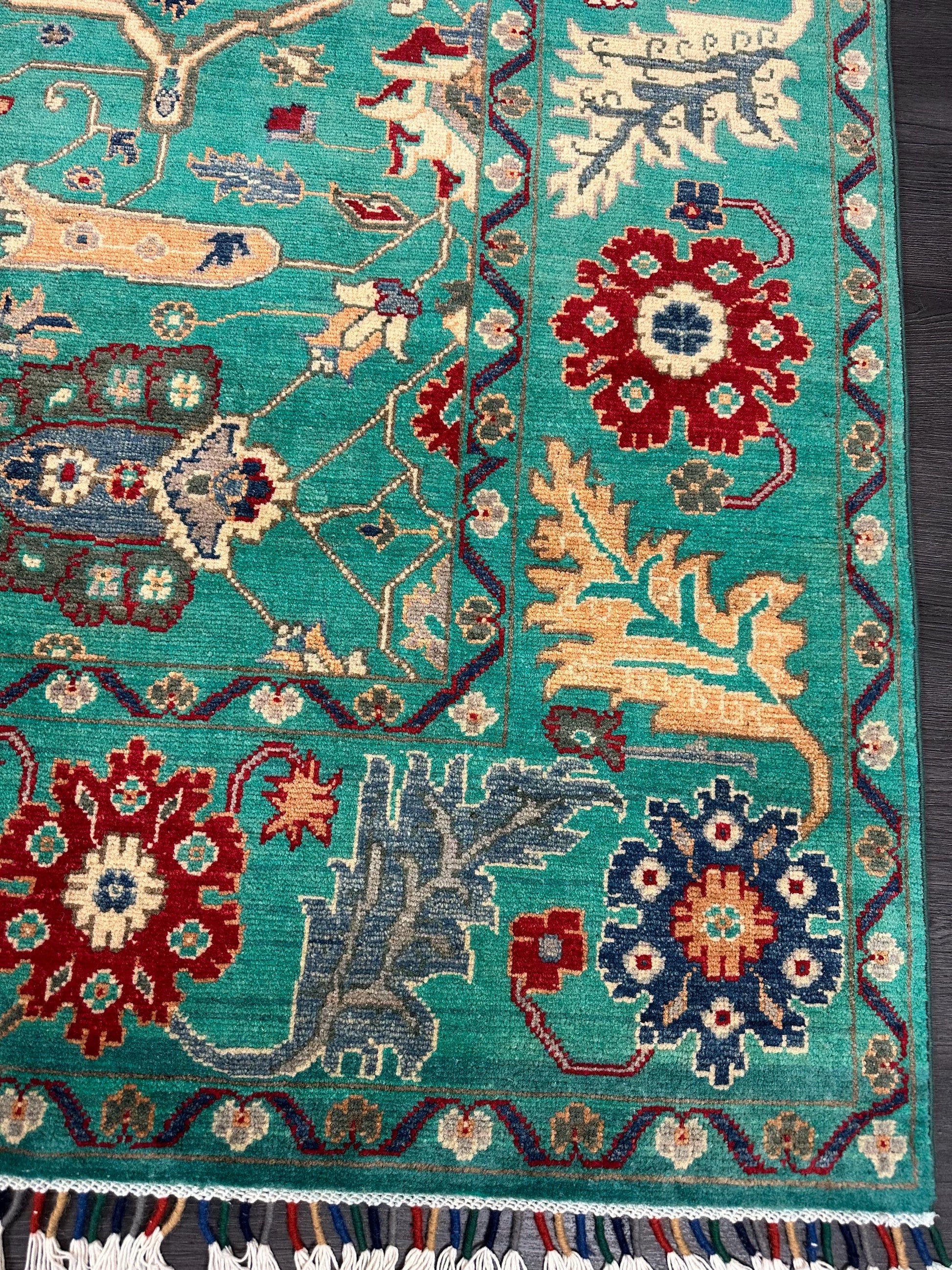 7 by 10 ft Brand New Afghan Handmade Kazak Area Rug, 100% Natural Wool and Vegetable Dyes