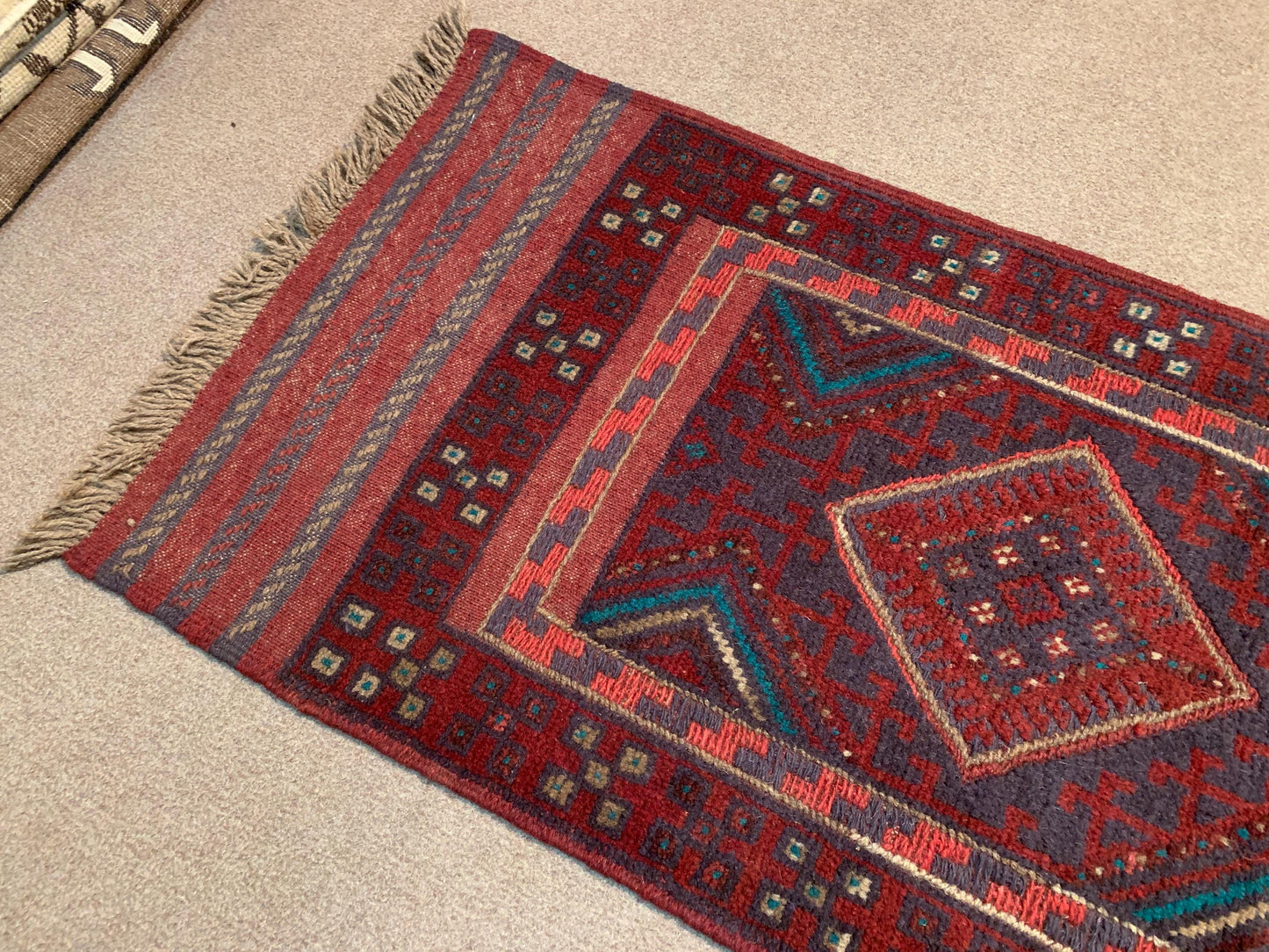 Vintage Runner Rug 2x8 ft Afghan Handmade Rug Antique Tribal Wool Area Kilim Rug Geometric Oriental Mashwani Rug Entryway Hallway Runner Rug