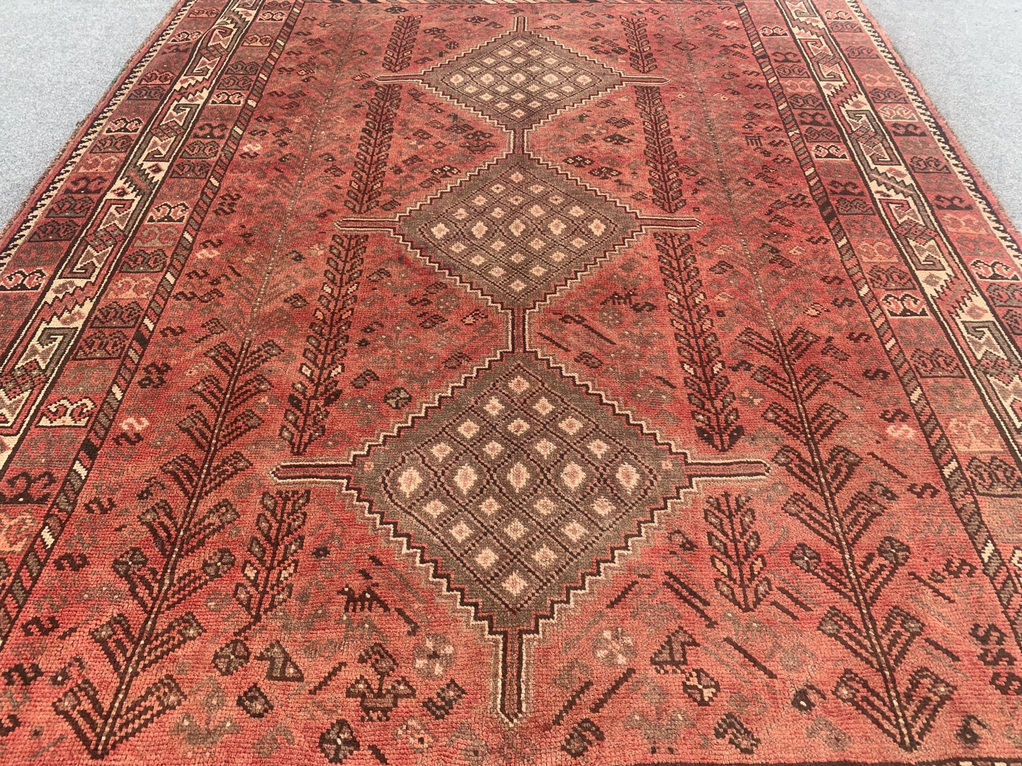 6x8 ft Antique Geometric Handmade Wool Rug