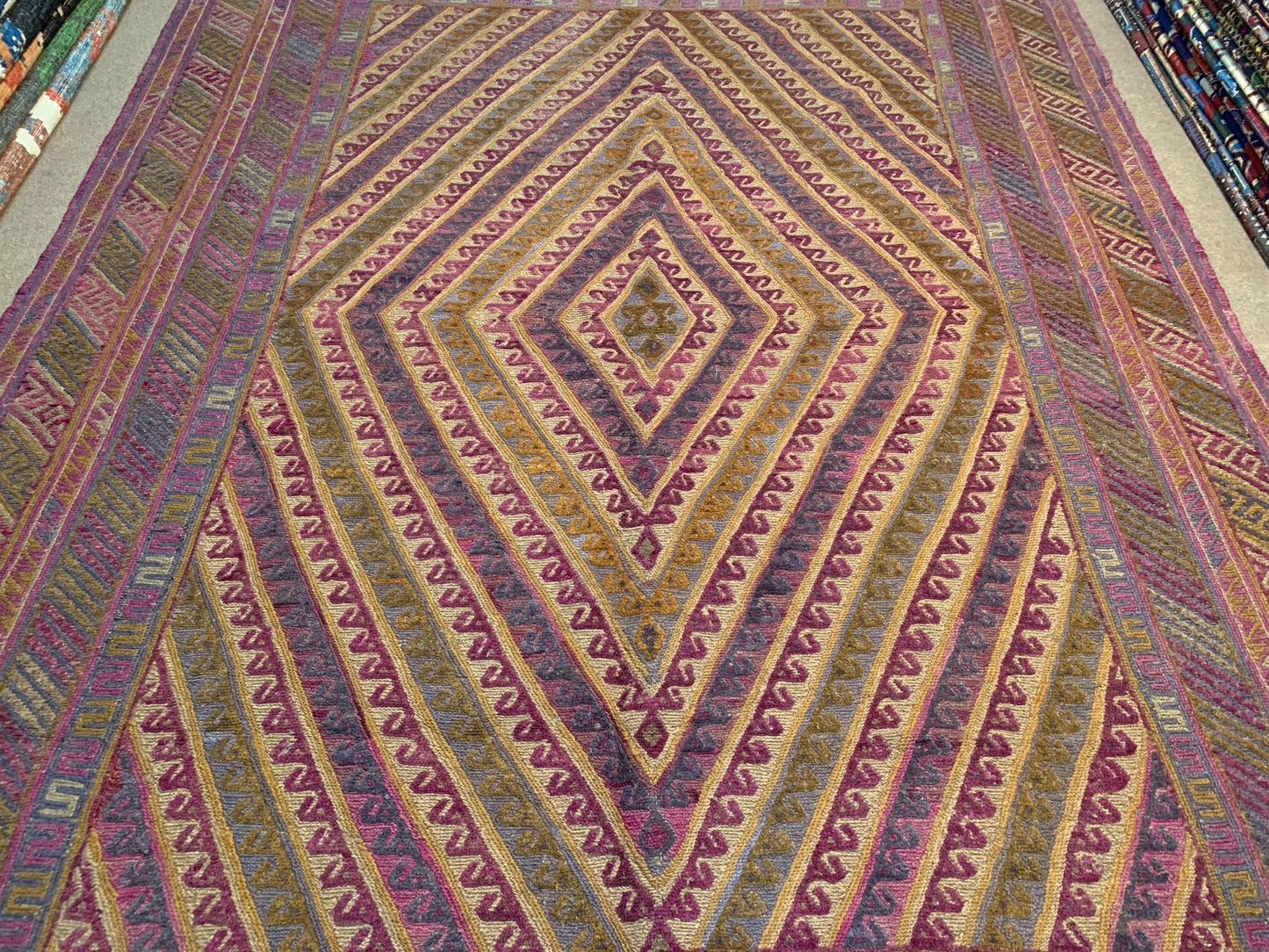 Vintage Afghan Kilim Rug 6x9 ft Hand Knotted Wool Area Rug Oriental Mashwani Kilim Rug Antique Geometric Rug 210x274 cm Tribal Bedroom Rug.