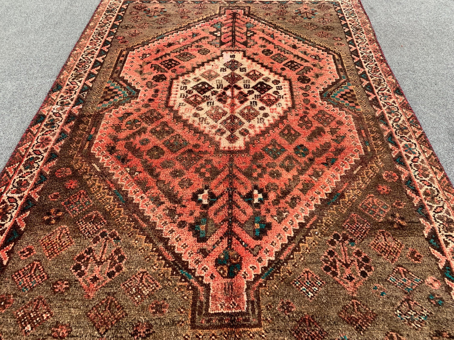 4x6 ft Brown Vintage Turkmen Area Rug