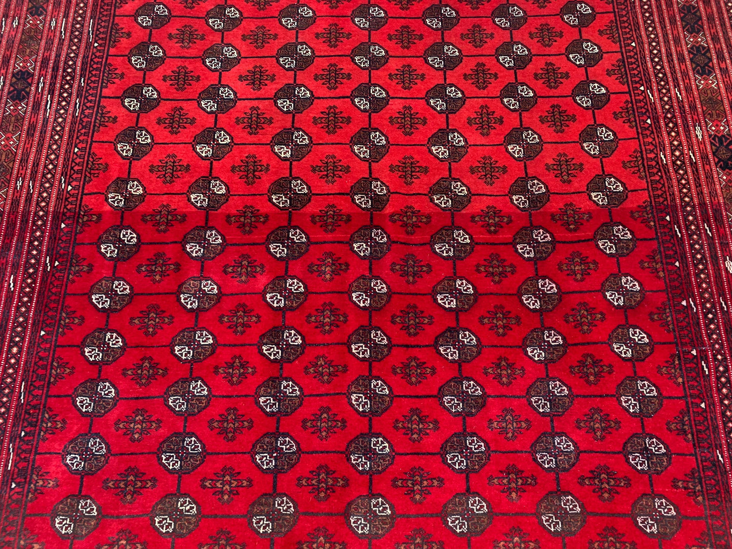 6x9 Red Vintage Rug Handmade Afghan Rug, Tribal Wool Area Rug Turkmen Tekke Rug 6.5x9.6 ft Oriental Antique Rug, Soft Pile Living Room Rug.