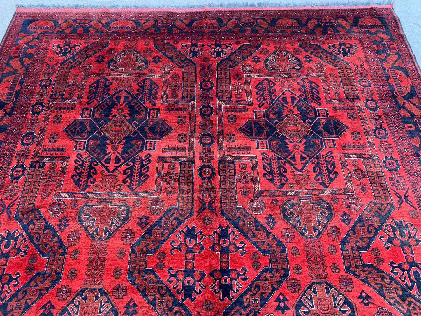 Large Vintage Afghan Rug 8x11 ft  Handmade Turkmen Wool Rug Organic Dyed Khal Muhammadi Rug Oriental Khamyab Rug 330x245 Cm Living Room Rug.