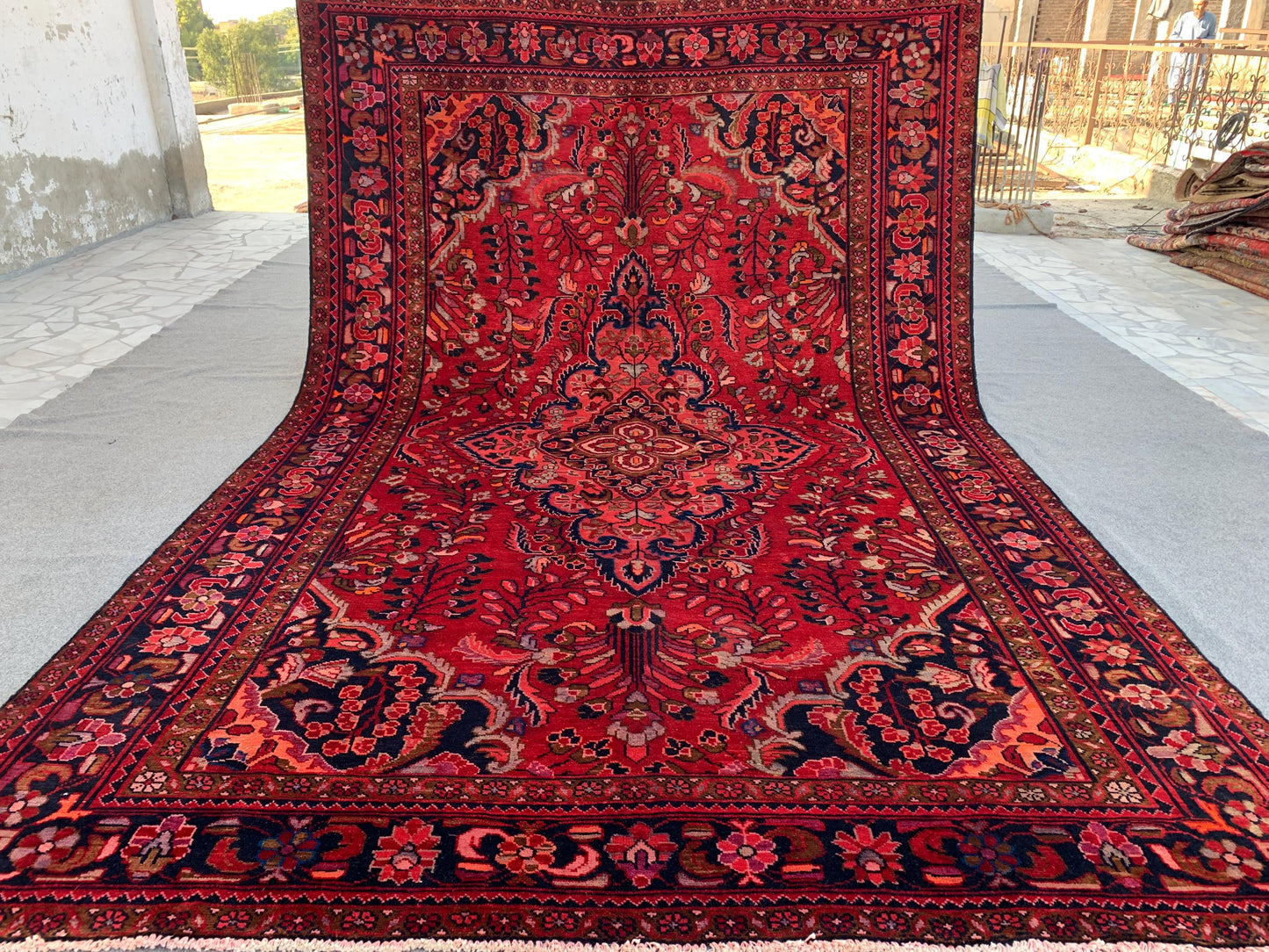 7x10 ft Vintage Floral Caucasian Rug Handmade Turkmen Wool Rug, Turkish Heriz design Oriental Rug Afghan Antique Rug Tribal Living Room Rug.