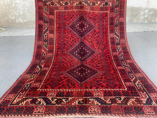 Antique Geometric Rug 5x7 ft Vintage Oriental Turkmen Rug Handmade Afghan Wool Rug Tribal Caucasian Rug155x215Cm Home decor Kitchen Rug etc.