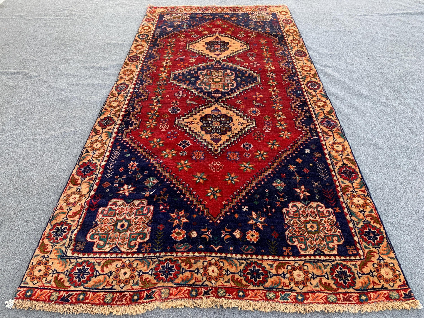 4x7 ft Collectors piece Antique Caucasian Hand Knotted Wool Area Rug.