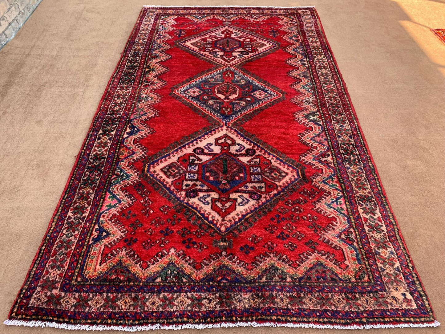 5x9 ft Vintage Tribal Rug Handmade Afghan Wool Area Rug Antique Geometric Rug Turkmen 1960s Caucasian Rug Oriental High pile Rug Kitchen Rug