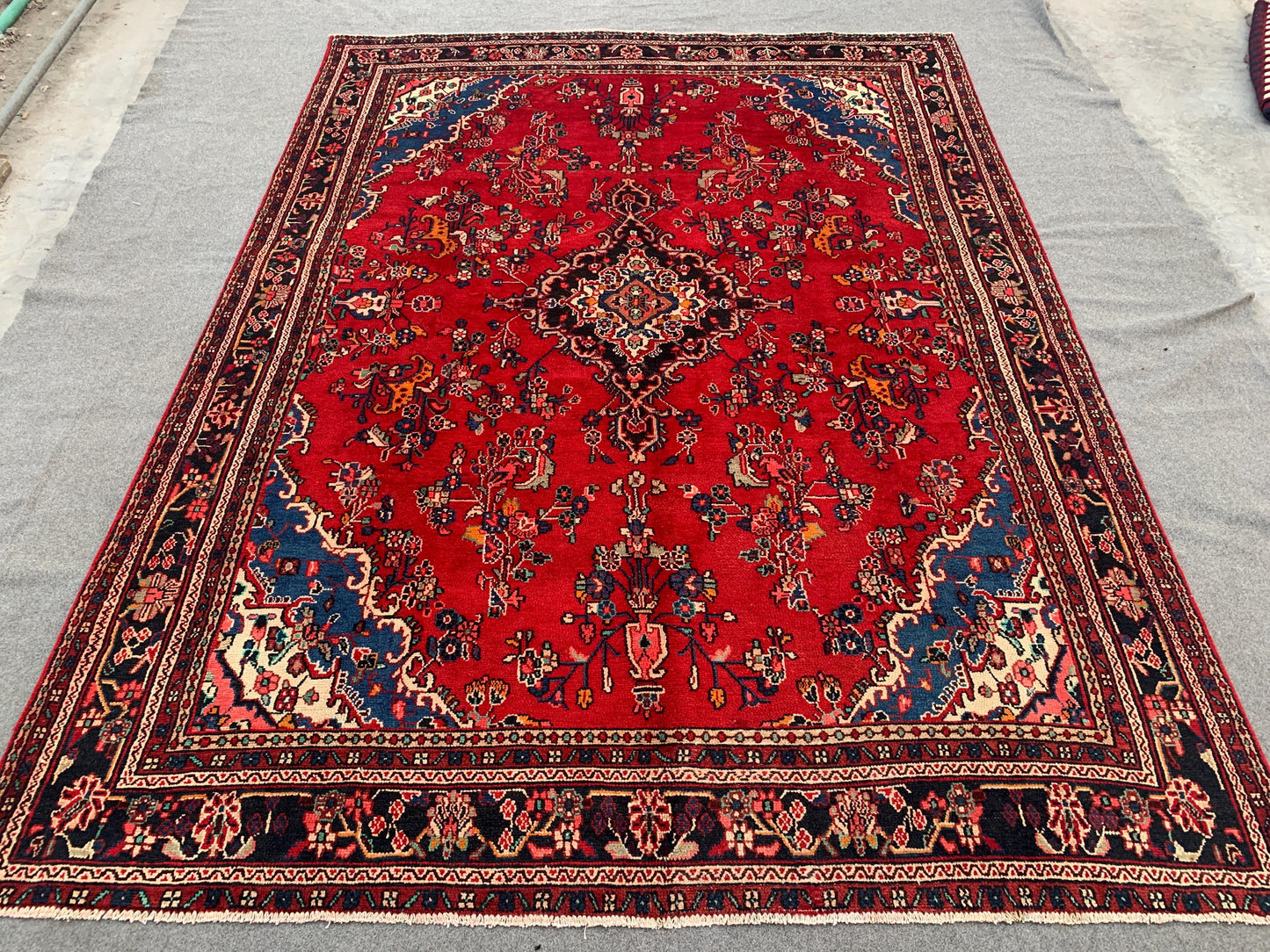 8x11 Red Vintage Afghan Rug Oriental Caucasian Rug Handmade Wool Rug Geometric Floral Rug Turkmen Antique Tribal Rug Bedroom Living Room Rug