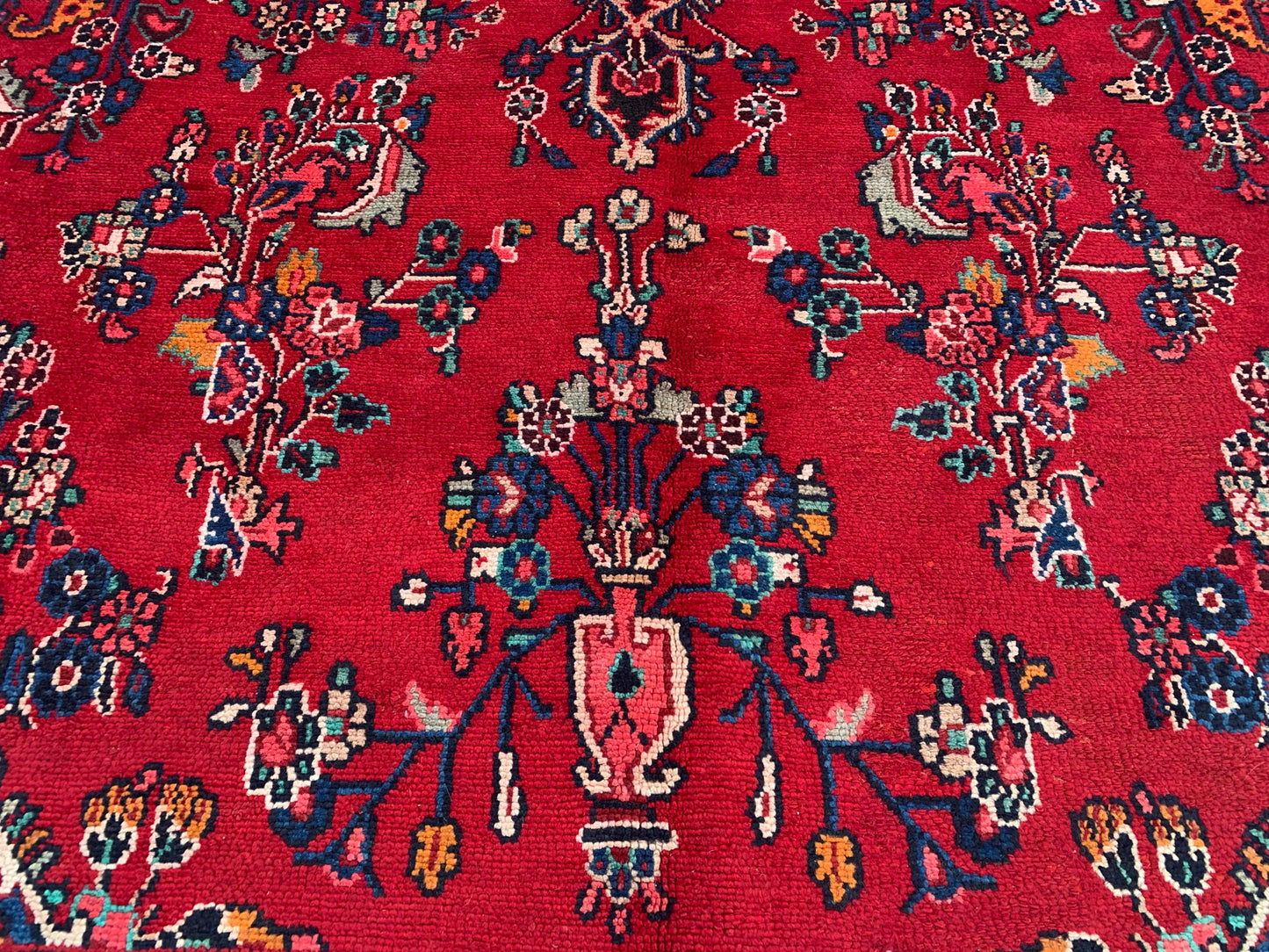 8x11 Red Vintage Afghan Rug Oriental Caucasian Rug Handmade Wool Rug Geometric Floral Rug Turkmen Antique Tribal Rug Bedroom Living Room Rug