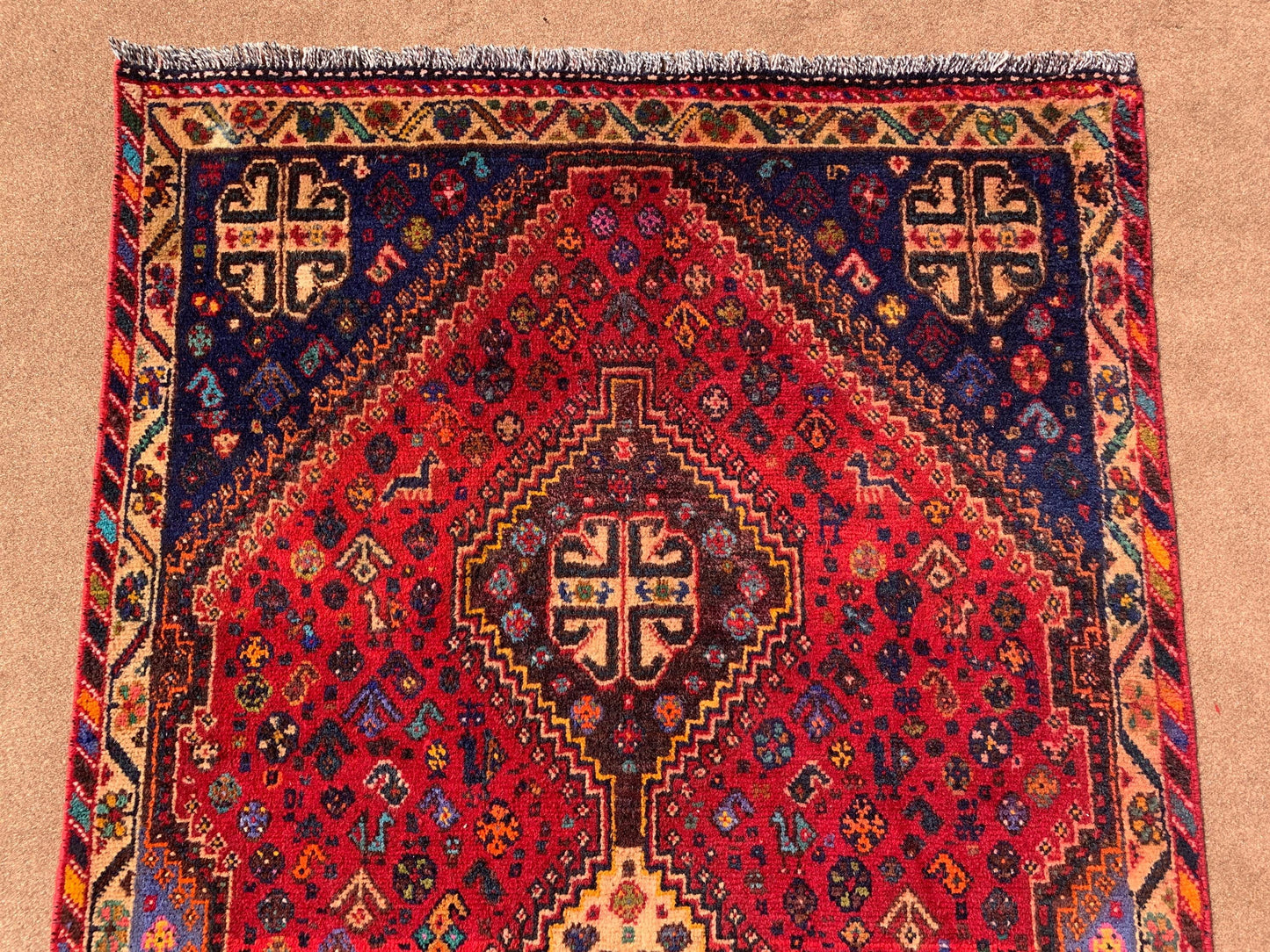 4x10 ft Vintage Pictorial Runner Rug, Handmade Afghan Wool Runner Rug Antique Turkmen Caucasian Rug, Oriental Tribal Rug Hallway Runner Rug.