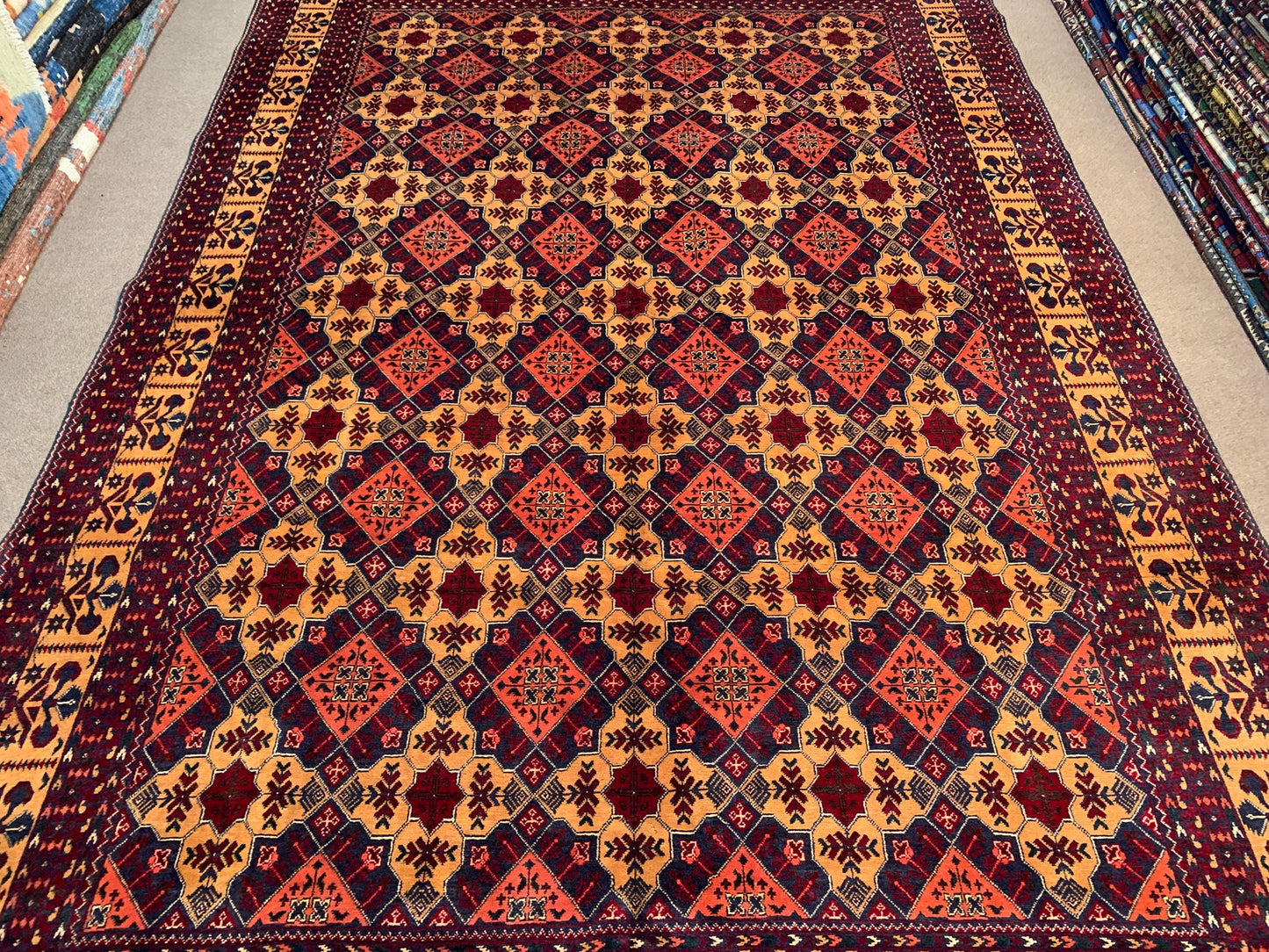 Afghan Yousufi Rug 6x9 Turkmen Handmade Wool Rug, Oriental Area Soft Pile Rug High Quality Tribal Pattern Rug Home Decor Rug Living Room Rug