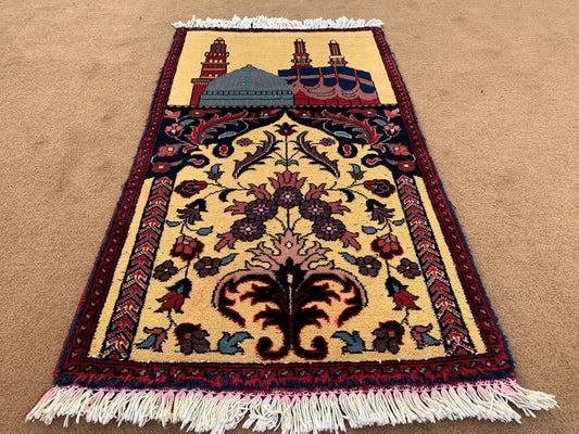 Prayer Rug 2x3 ft Handmade Afghan Wool Prayer Rug Oriental Area Rug Islamic Prayer Rug High Pile Rug Top Quality Rug prayer Rug Hanging Rug.