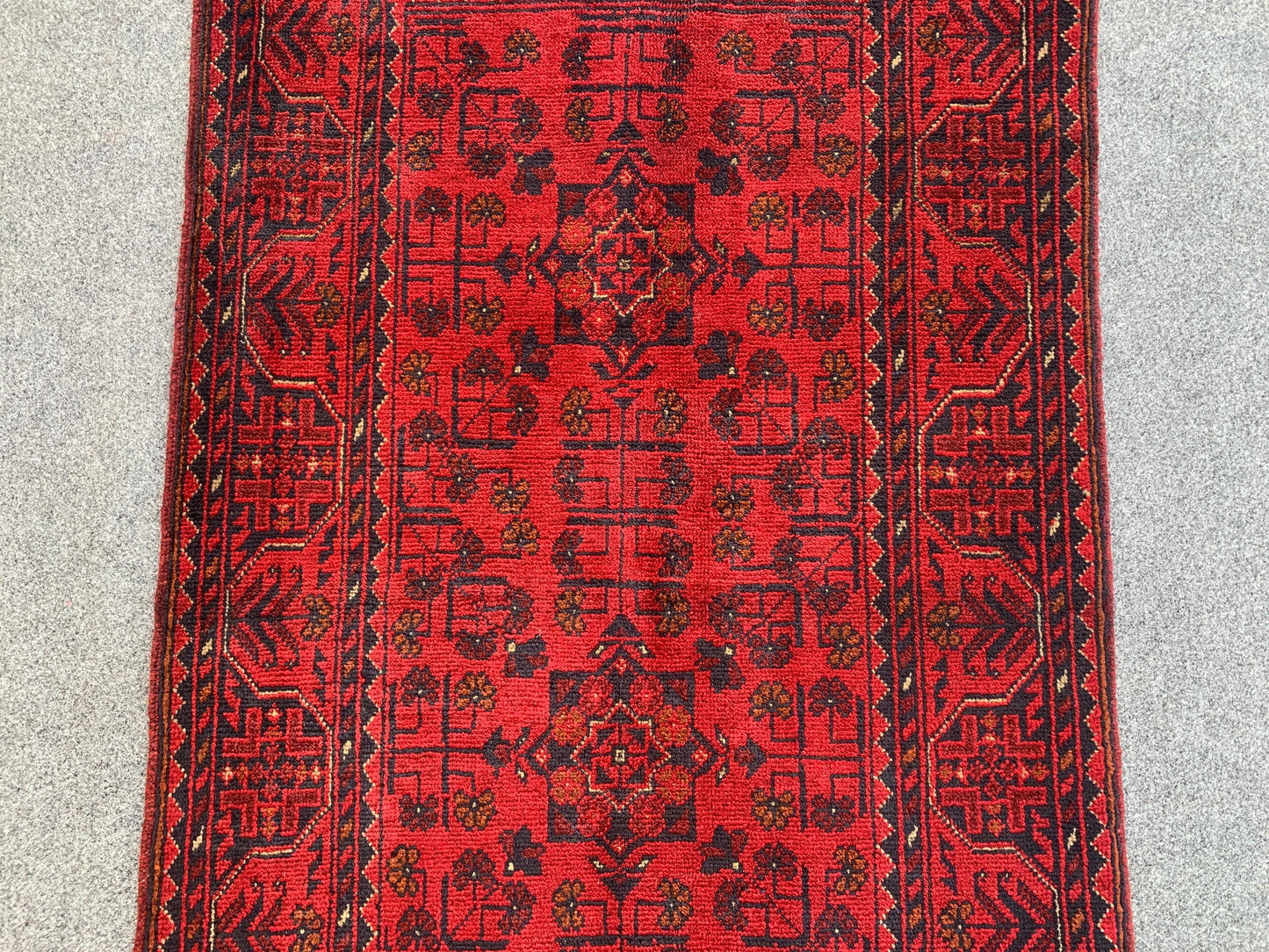 3x4 ft Red Bukhara Rug Handmade Afghan Wool Rug,