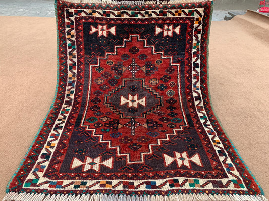 2x3 ft Vintage Afghan Caucasian design Handmade Rug